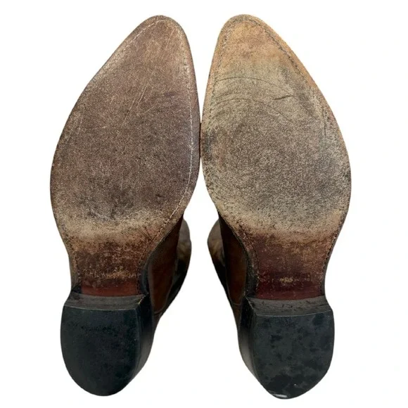 Justin Elmer Western Cowboy‎ Brown Leather Boots Size 6.5D - Picture 6 of 9